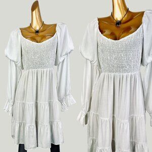 Vintage 90s boho wedding dress white prairie mini sundress